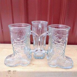 3 Vintage Glass Boots